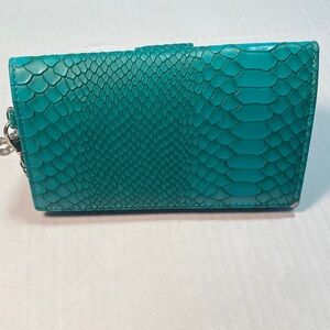 Just Solutions Teal Crocodile Print Mini Crossbody Bag